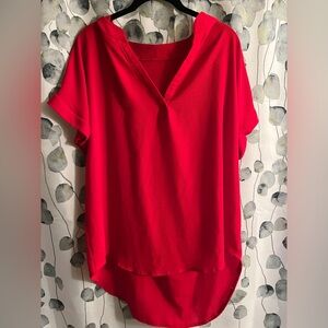 Women's Red V-Neck Blouse Size 2XL